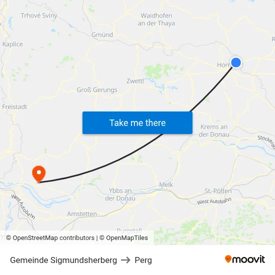 Gemeinde Sigmundsherberg to Perg map