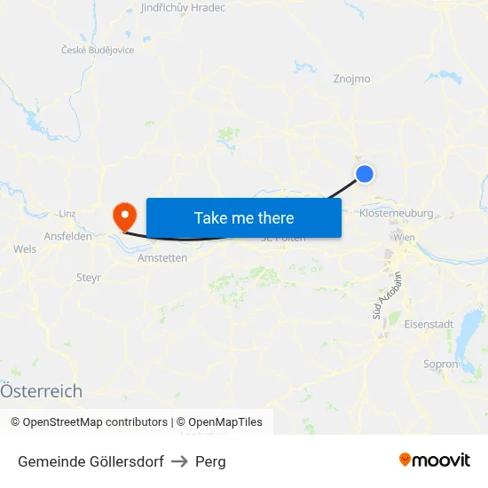 Gemeinde Göllersdorf to Perg map