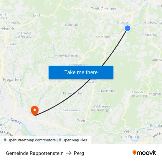 Gemeinde Rappottenstein to Perg map