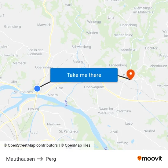 Mauthausen to Perg map