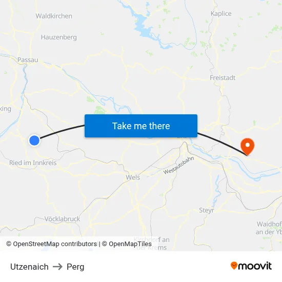 Utzenaich to Perg map