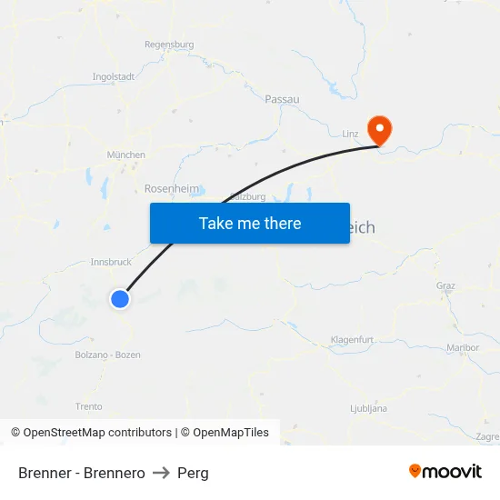 Brenner - Brennero to Perg map