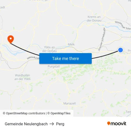 Gemeinde Neulengbach to Perg map