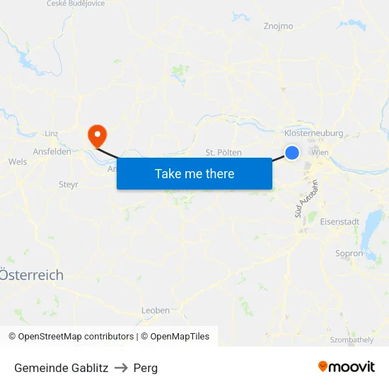 Gemeinde Gablitz to Perg map