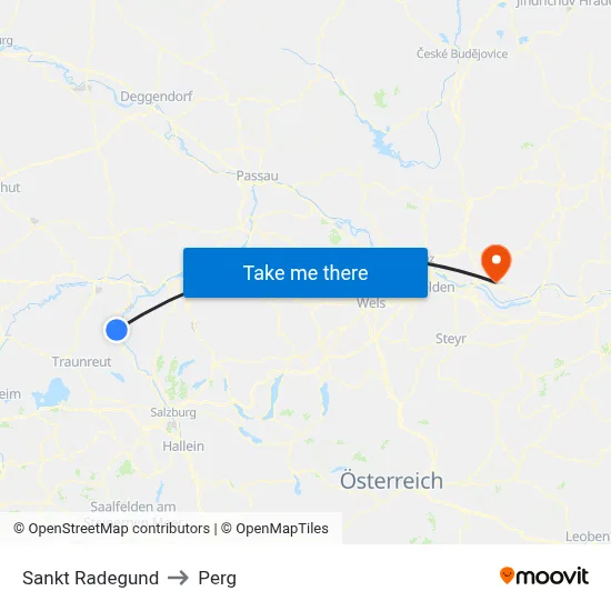 Sankt Radegund to Perg map