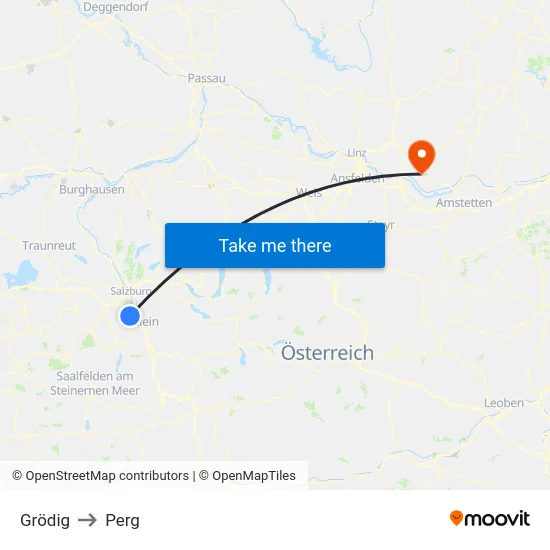 Grödig to Perg map