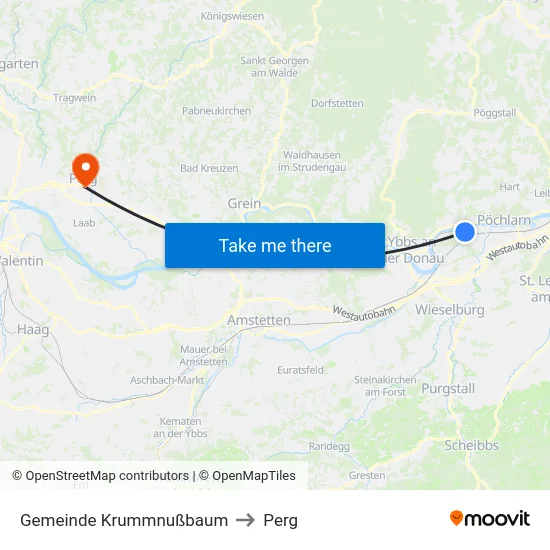 Gemeinde Krummnußbaum to Perg map