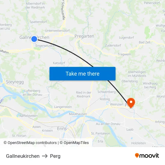 Gallneukirchen to Perg map