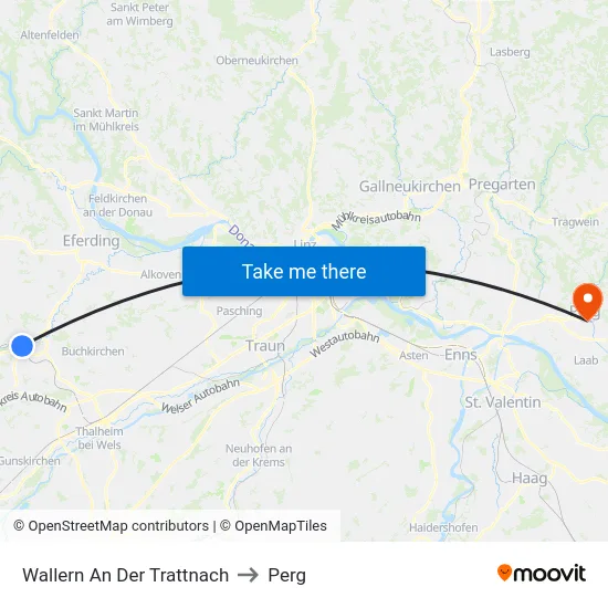 Wallern An Der Trattnach to Perg map