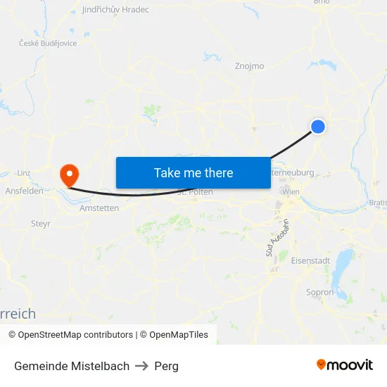 Gemeinde Mistelbach to Perg map
