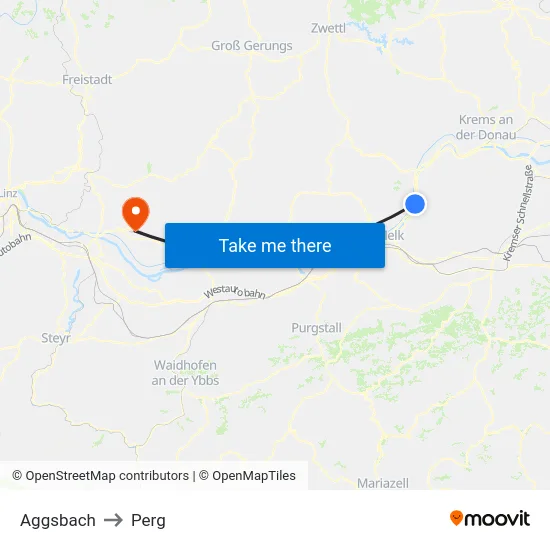 Aggsbach to Perg map