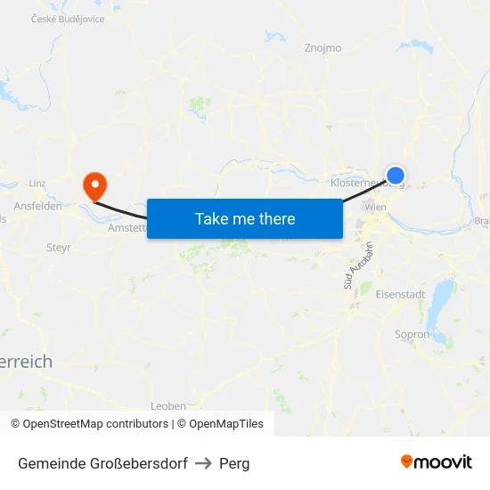 Gemeinde Großebersdorf to Perg map