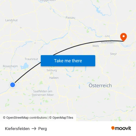 Kiefersfelden to Perg map