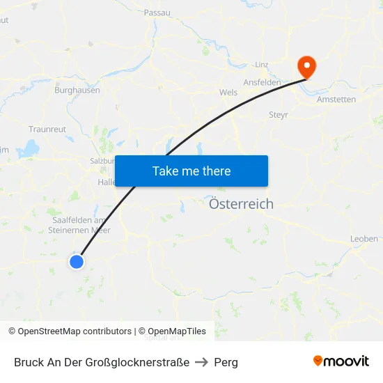 Bruck An Der Großglocknerstraße to Perg map