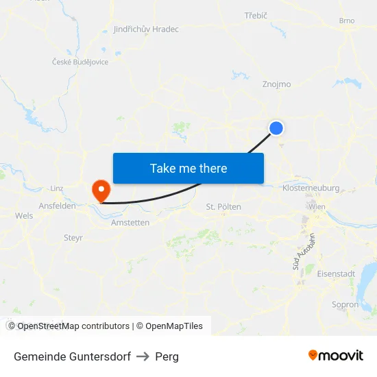 Gemeinde Guntersdorf to Perg map