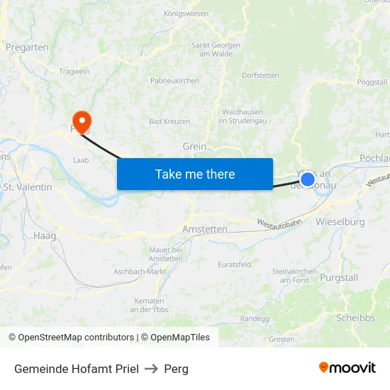 Gemeinde Hofamt Priel to Perg map