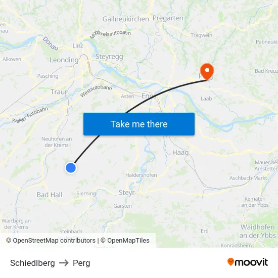 Schiedlberg to Perg map