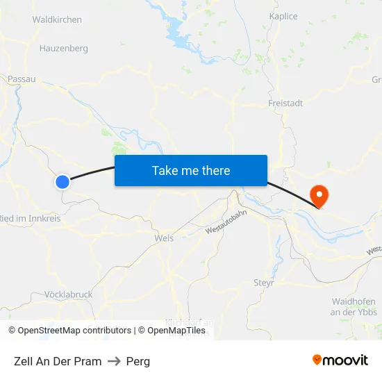 Zell An Der Pram to Perg map