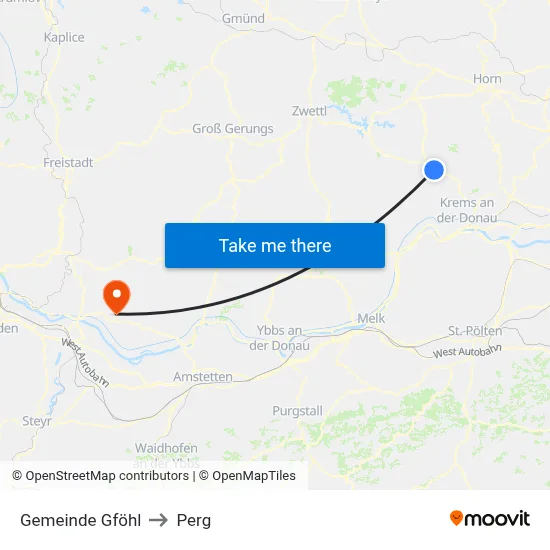 Gemeinde Gföhl to Perg map