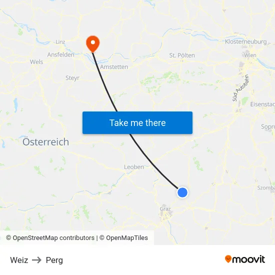 Weiz to Perg map
