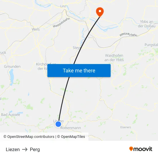 Liezen to Perg map