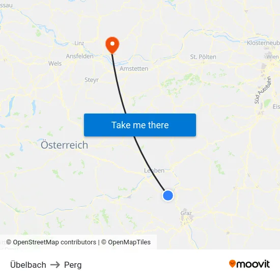 Übelbach to Perg map