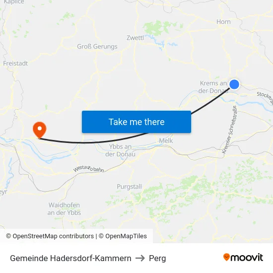Gemeinde Hadersdorf-Kammern to Perg map