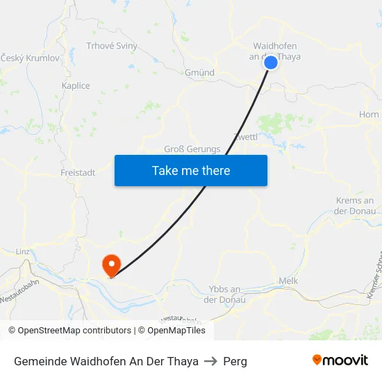 Gemeinde Waidhofen An Der Thaya to Perg map