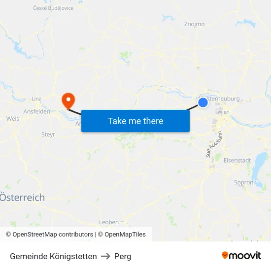 Gemeinde Königstetten to Perg map