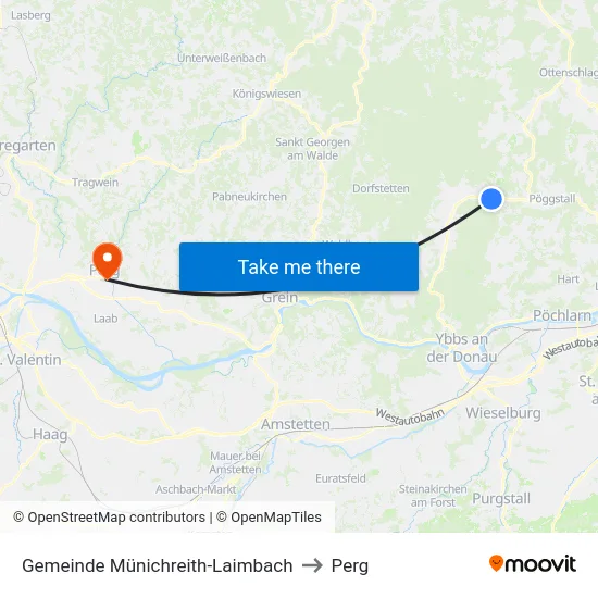 Gemeinde Münichreith-Laimbach to Perg map