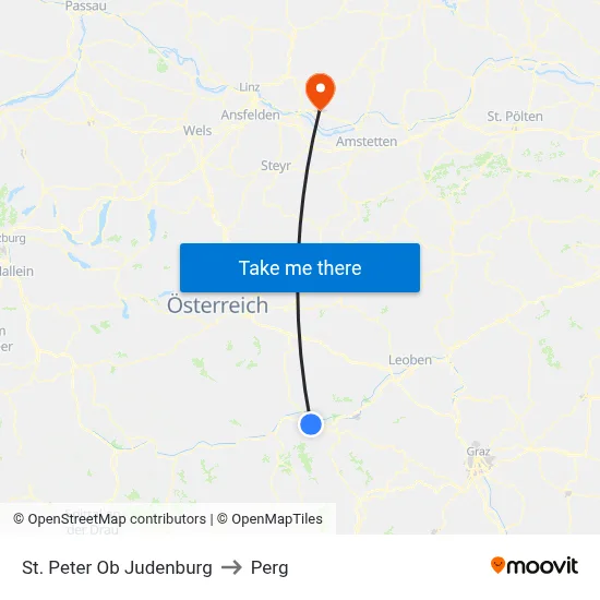 St. Peter Ob Judenburg to Perg map