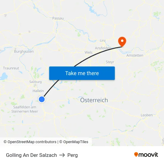 Golling An Der Salzach to Perg map