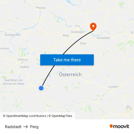Radstadt to Perg map