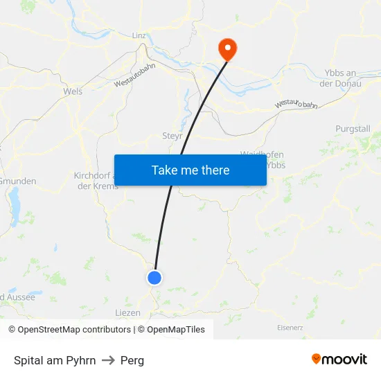 Spital am Pyhrn to Perg map