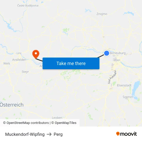 Muckendorf-Wipfing to Perg map