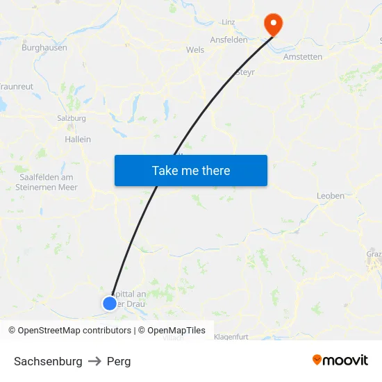 Sachsenburg to Perg map