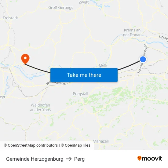 Gemeinde Herzogenburg to Perg map