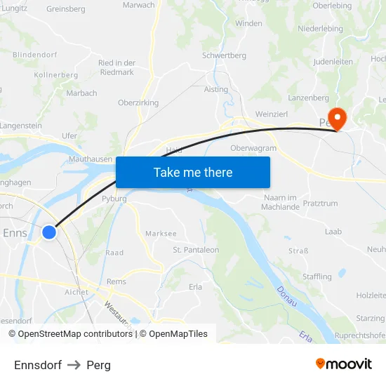 Ennsdorf to Perg map