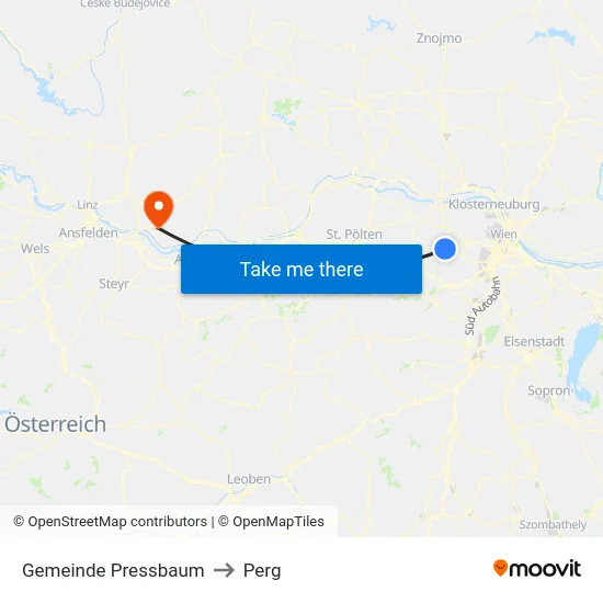 Gemeinde Pressbaum to Perg map