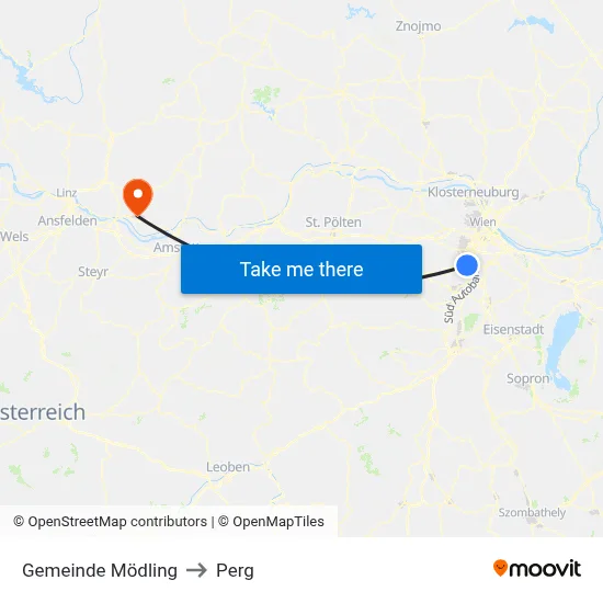 Gemeinde Mödling to Perg map