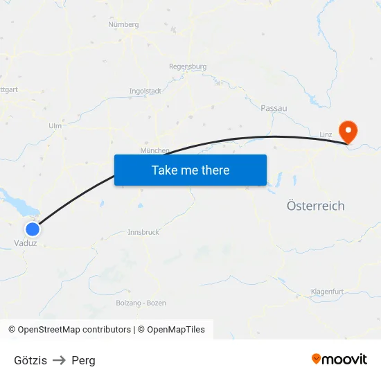 Götzis to Perg map