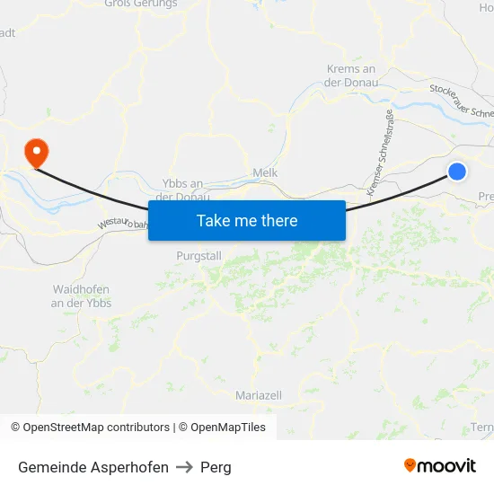 Gemeinde Asperhofen to Perg map
