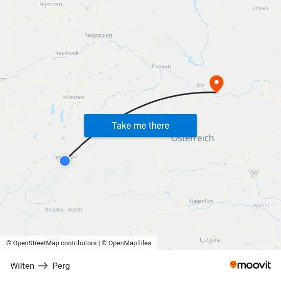 Wilten to Perg map
