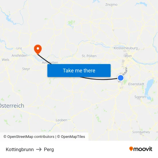 Kottingbrunn to Perg map