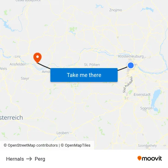 Hernals to Perg map