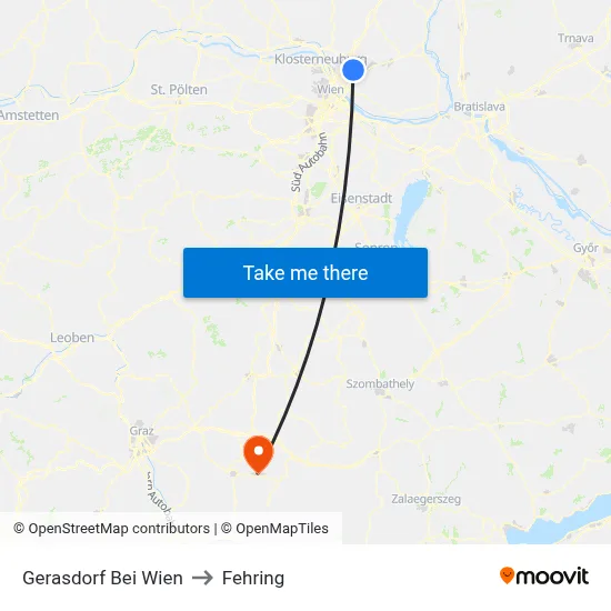 Gerasdorf Bei Wien to Fehring map