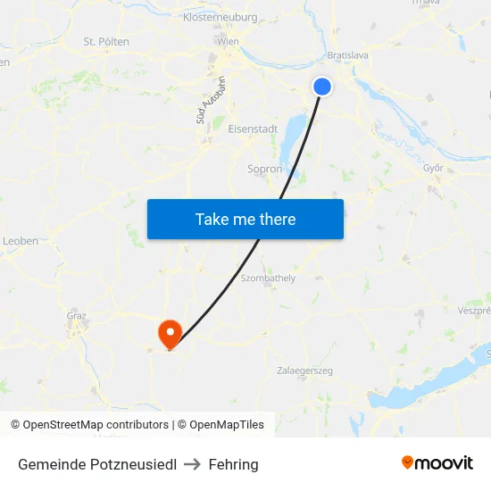Gemeinde Potzneusiedl to Fehring map