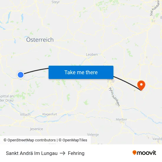 Sankt Andrä Im Lungau to Fehring map