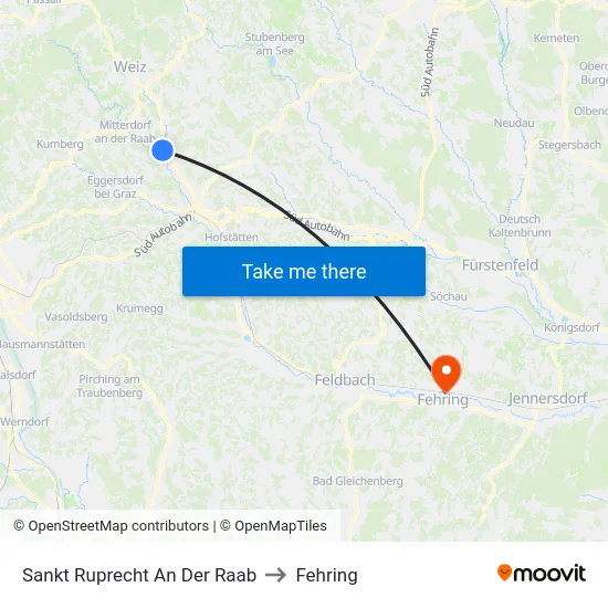 Sankt Ruprecht An Der Raab to Fehring map