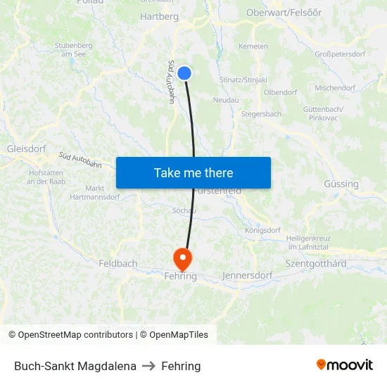 Buch-Sankt Magdalena to Fehring map